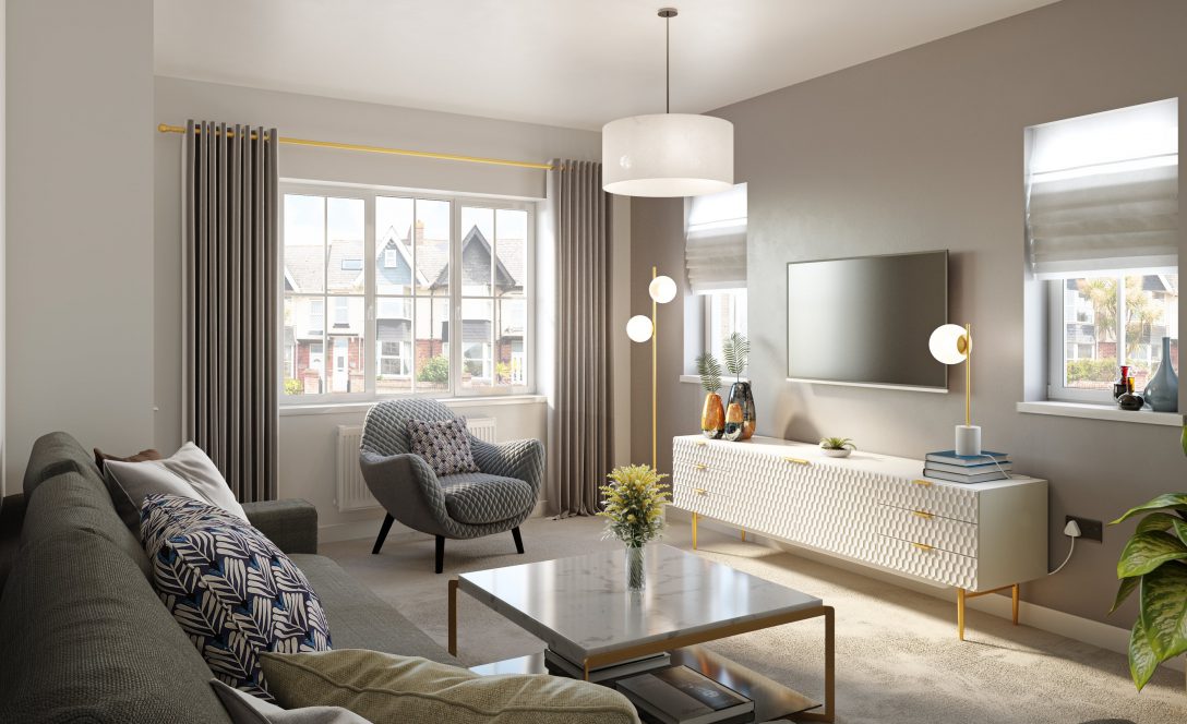 living room visualisation - housing development