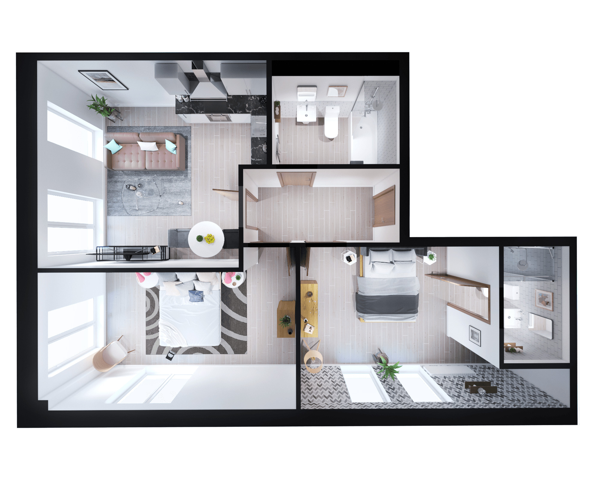 Apartment Floorplans – Axonometric - Northmade