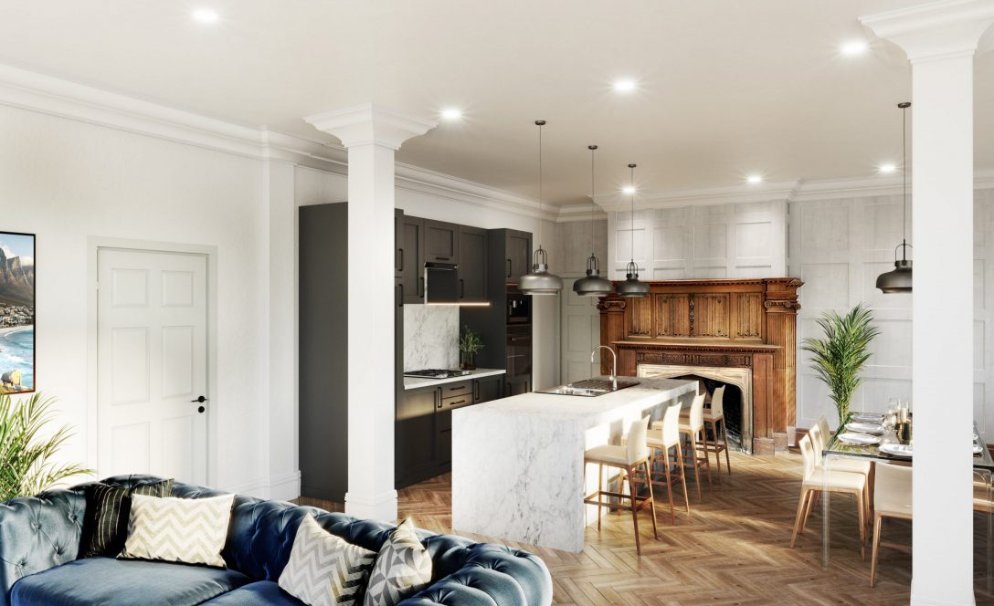 luxury apartment - feature fireplace CGI