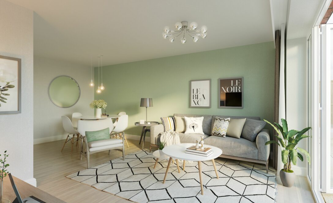 property marketing cgi visualsation - INT_PLUMLIFE_EDGE LANE_2 BED HOUSE_LIVING ROOM FINAL 002