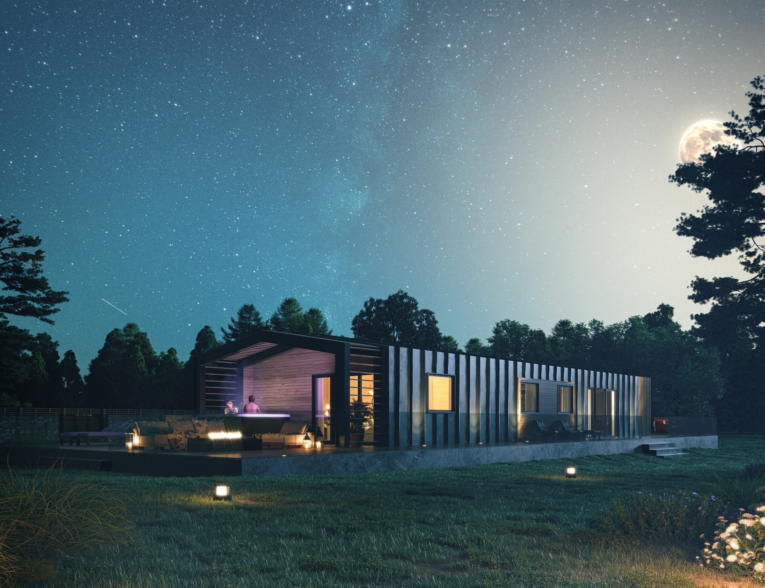 Poplar Farm Exterior Night CGI