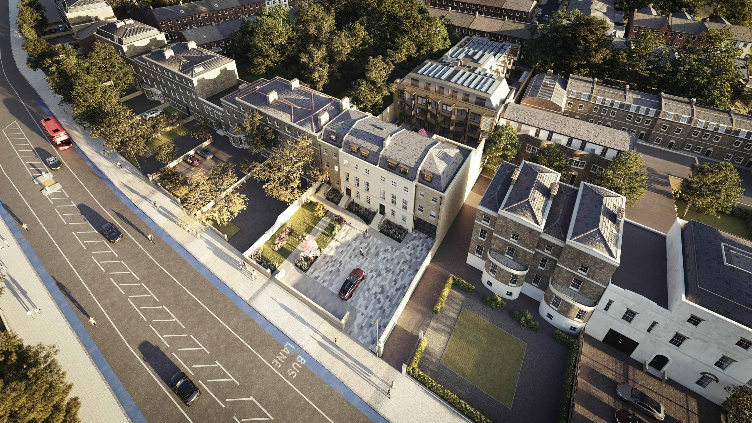 Aerial view cgi 3d exterior clapham the residence alliance investments