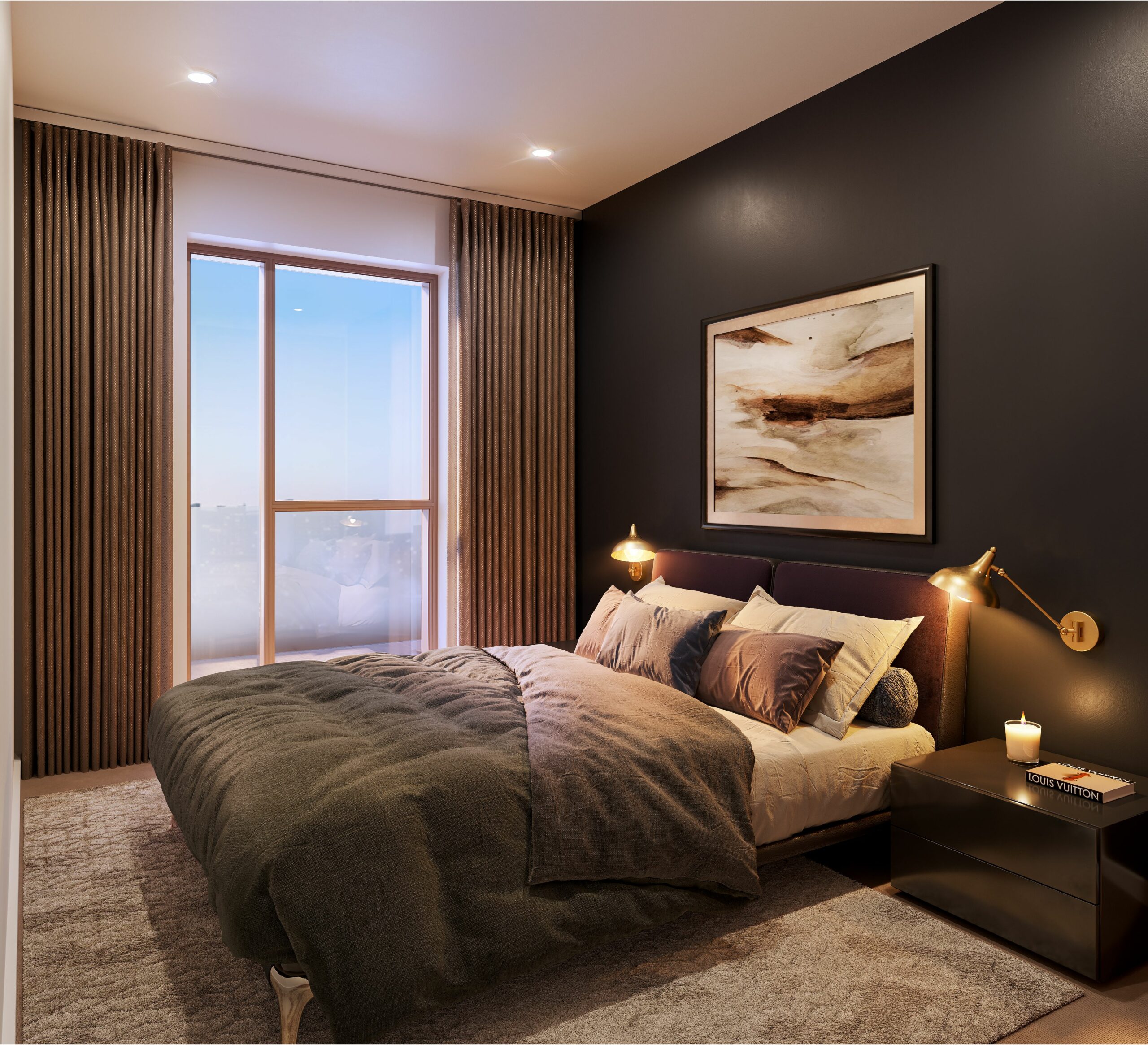 The residence alliance investments Interior bedroom luxurey 3d cgi London