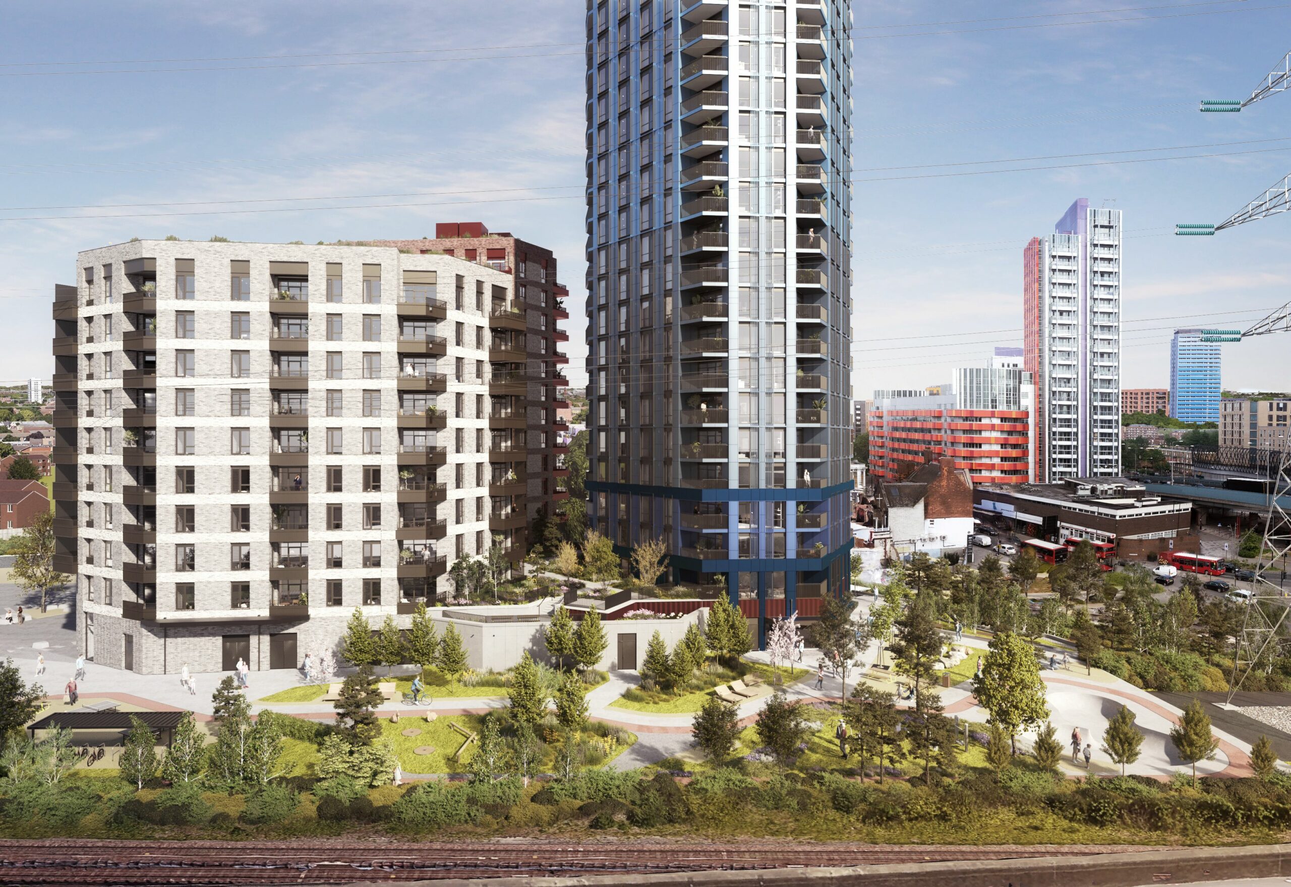 Exterior cgi site view 3d canning town