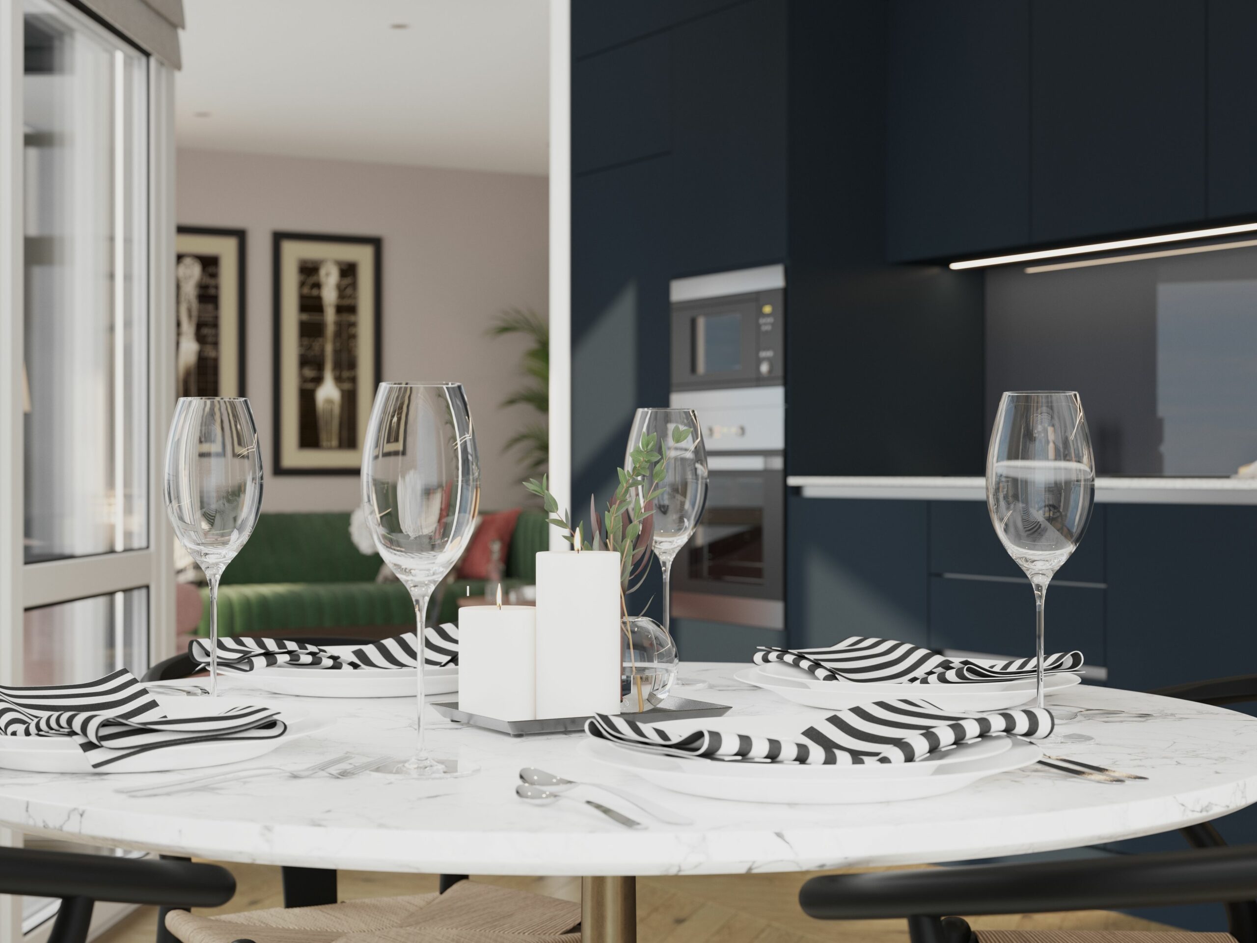 cameo interior kitchen living space 3d cgi greater london visualisation