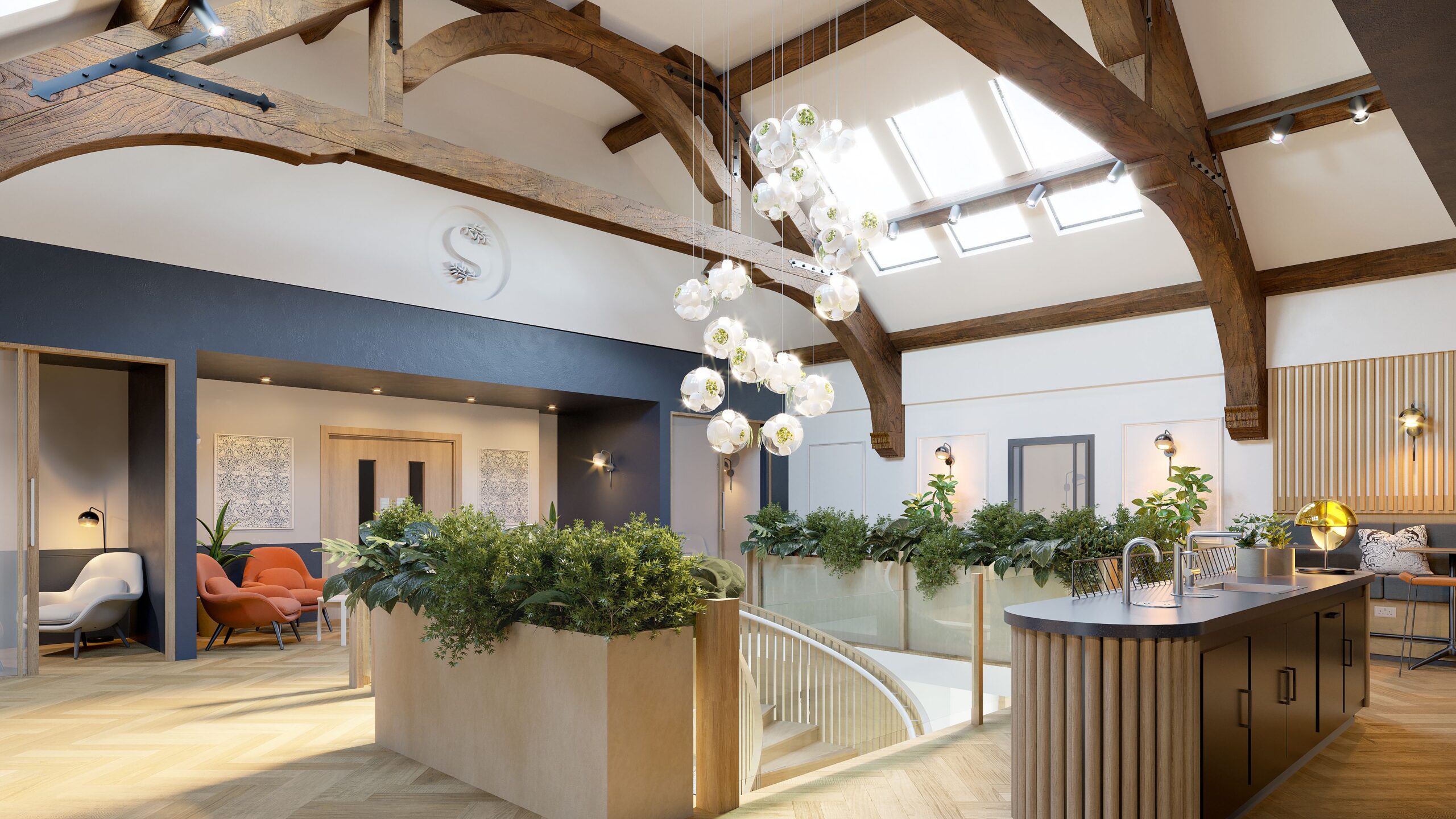 South at Cheadle Royal Aus Bore Workspace Interior visualisation