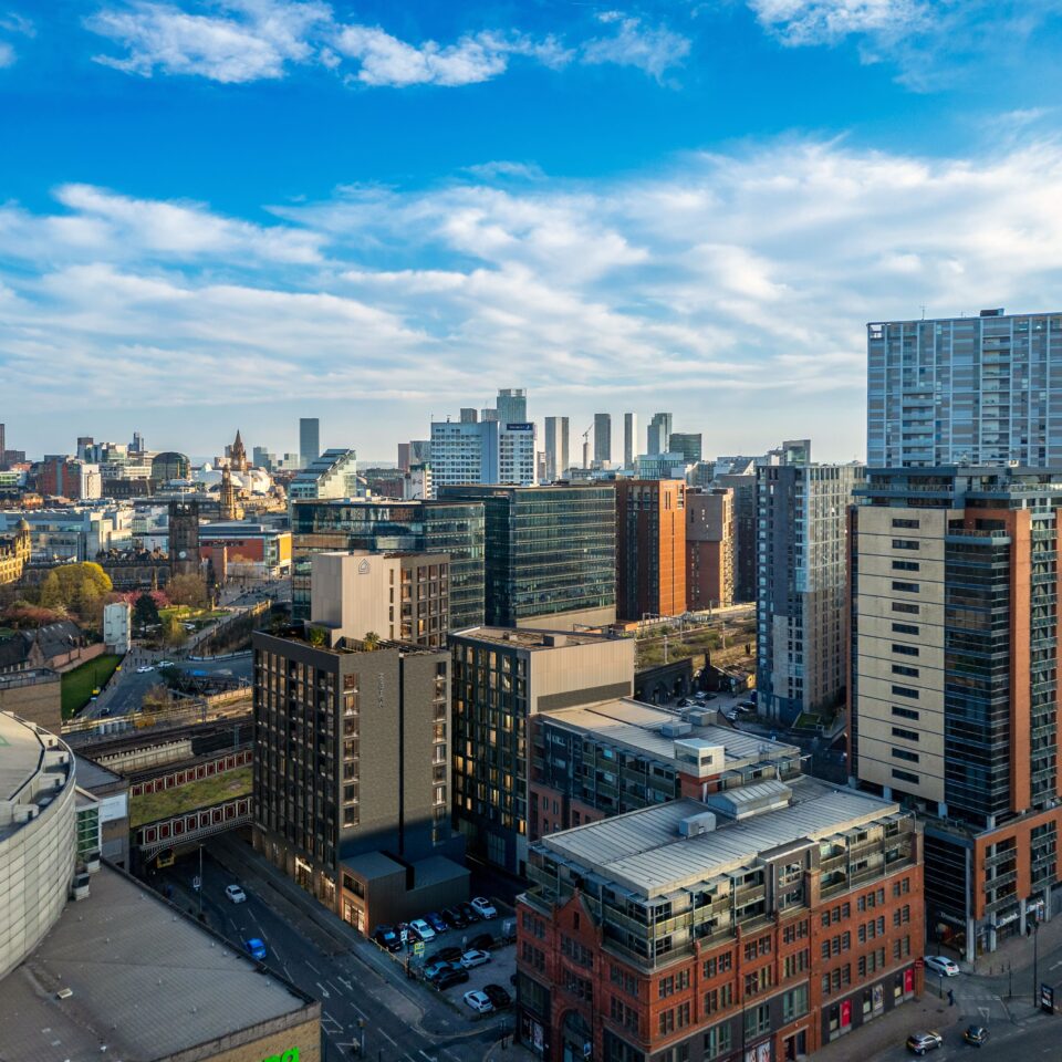 one victoria zentra group manchester city centre cgi aerial