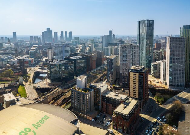 one victoria zentra group manchester city centre aerial cgi
