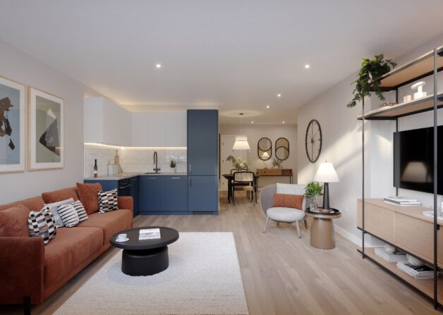 Interior of the lounge kitchen diner living space of Thames Grove for Elite Realty Invest in Gravesend near London