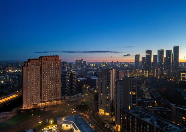 aerial exterior cgi 3d visualisation manchester city centre