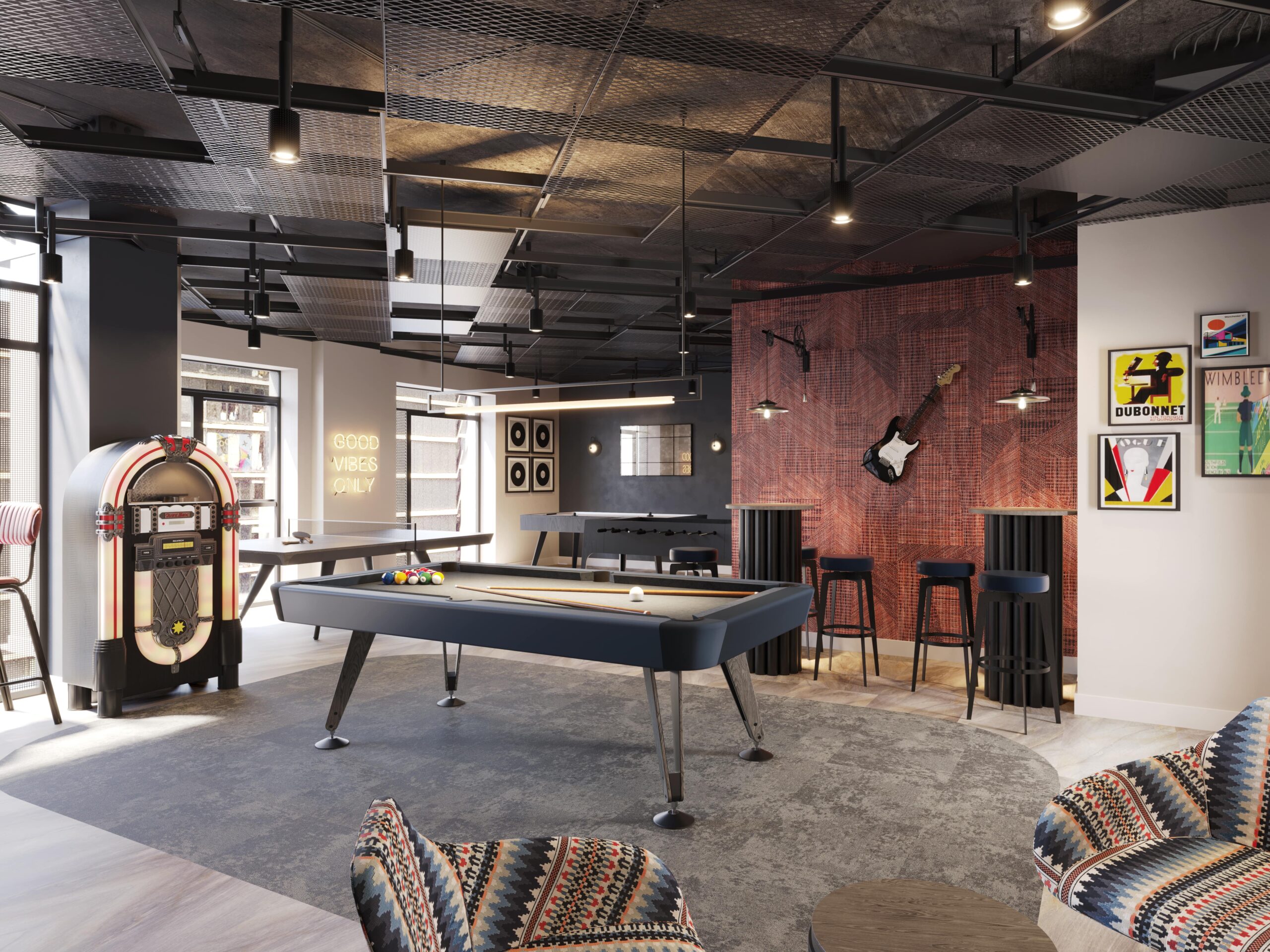 games room interior visualisation forshaw group 3d loft design chester road