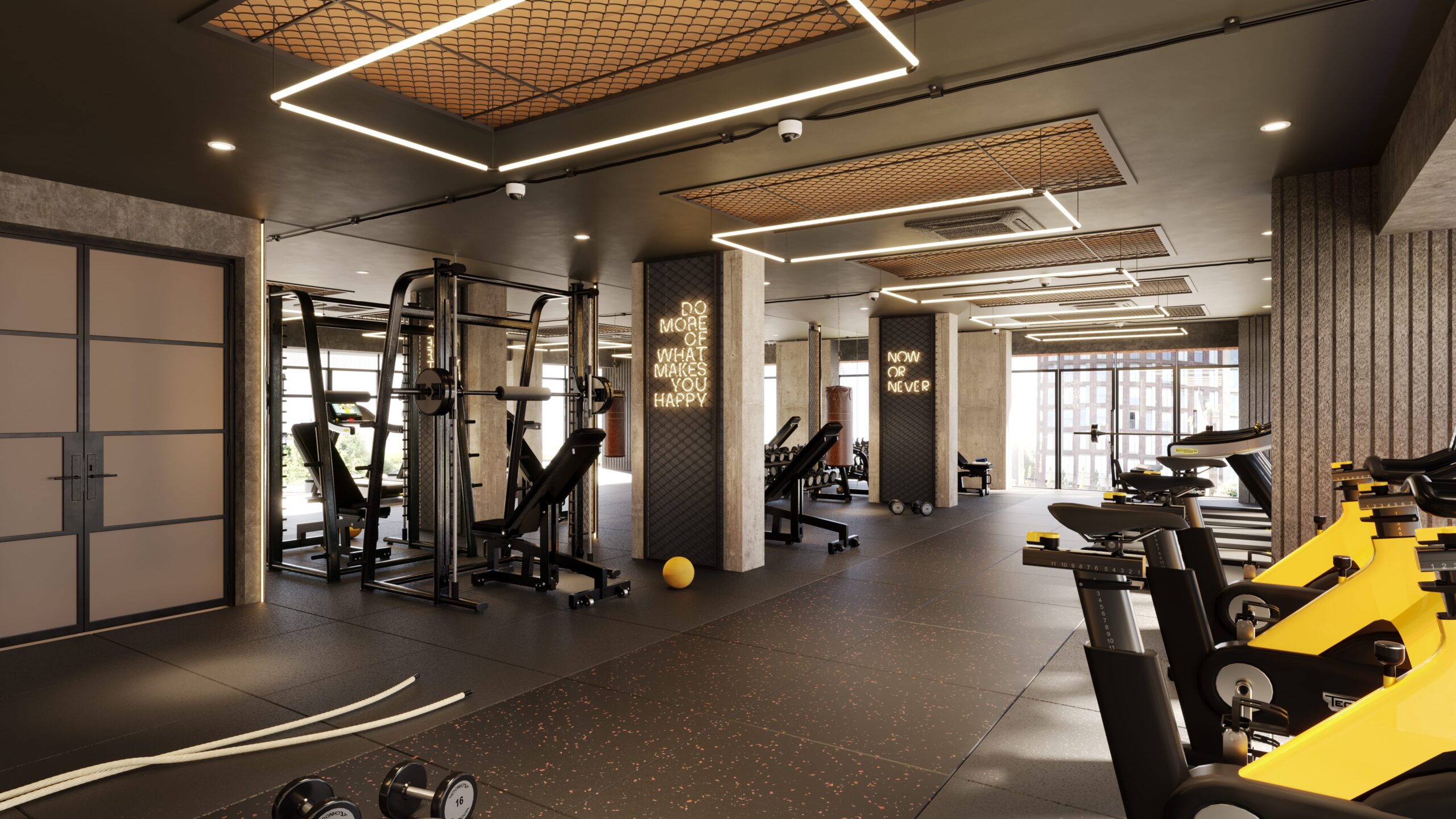 interior gym 3d cgi render visualisation chester road forshaw group API global