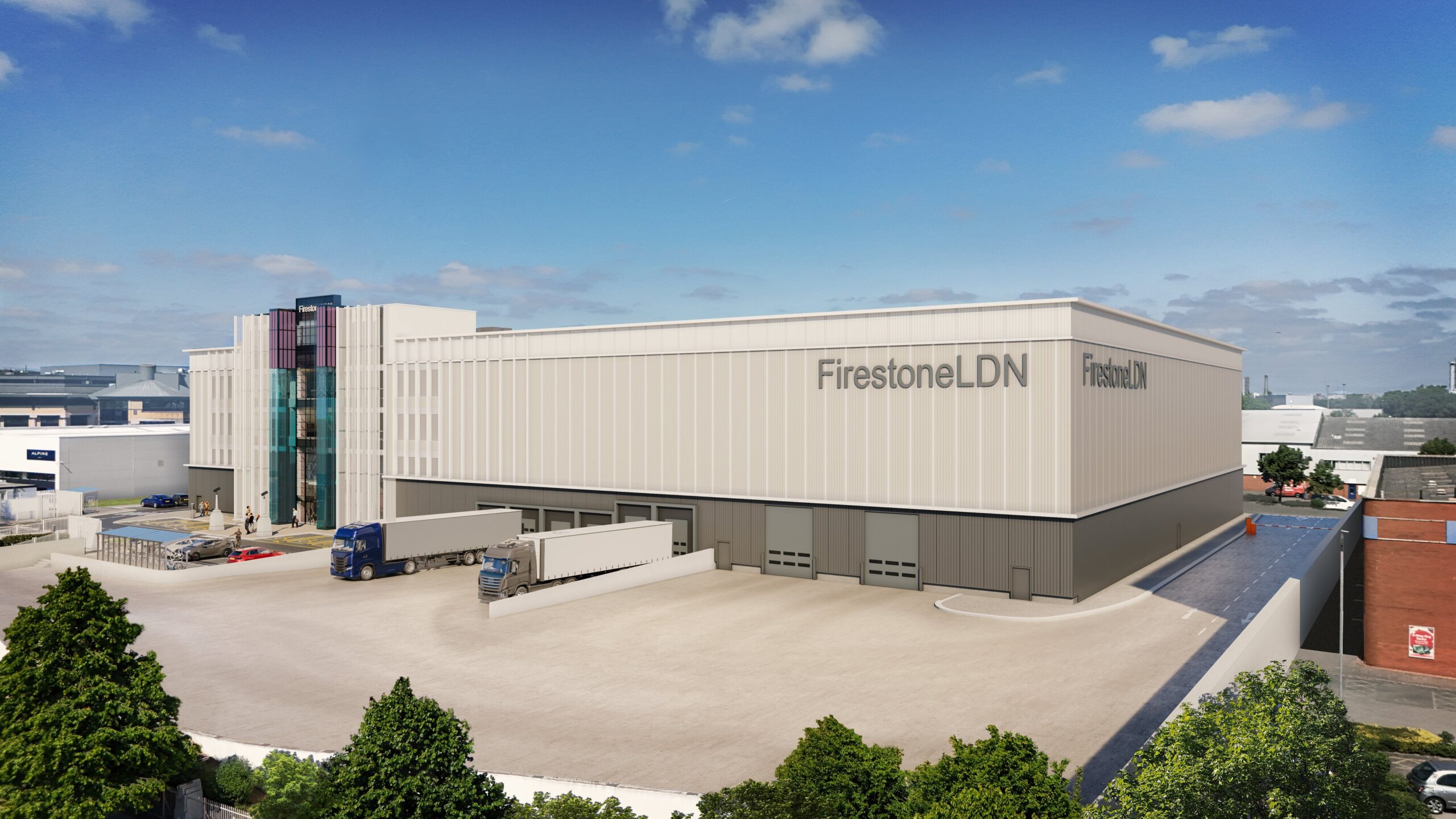 Firestone LDN warehouse depot exterior view