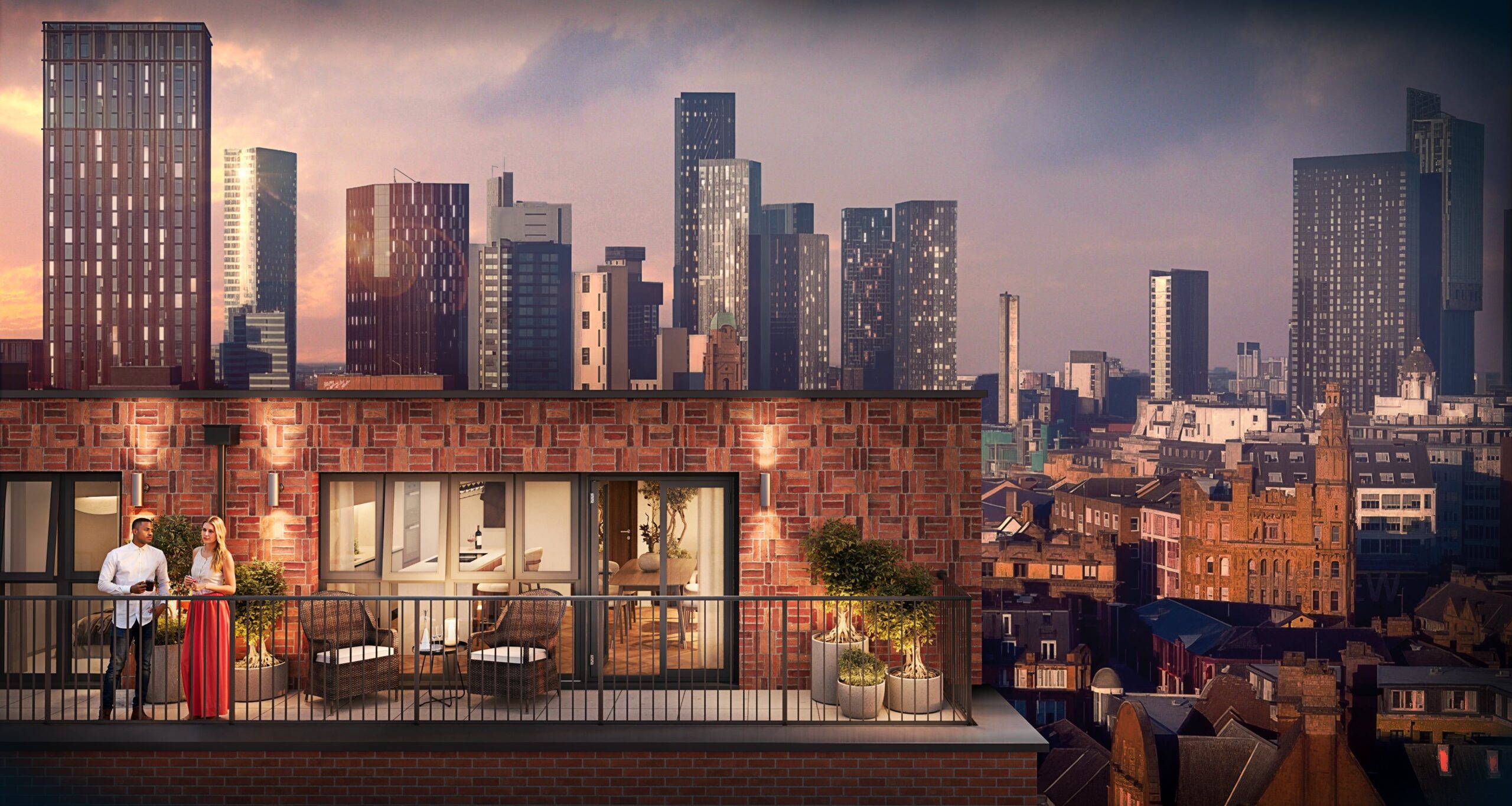Ancoats House in Manchester City Centre, exterior terrace CGI