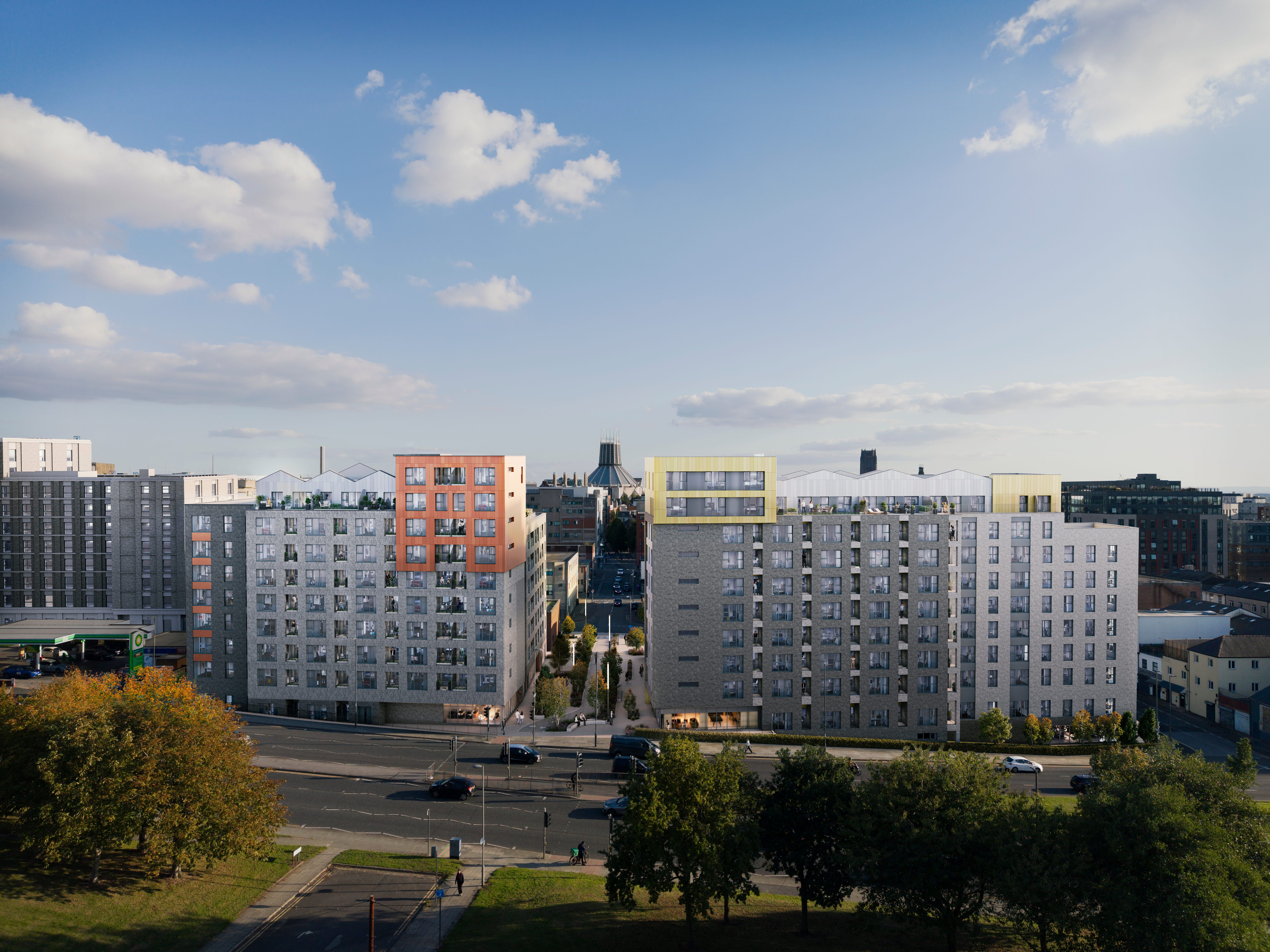 Abbey Row, Liverpool city centre aerial cgi
