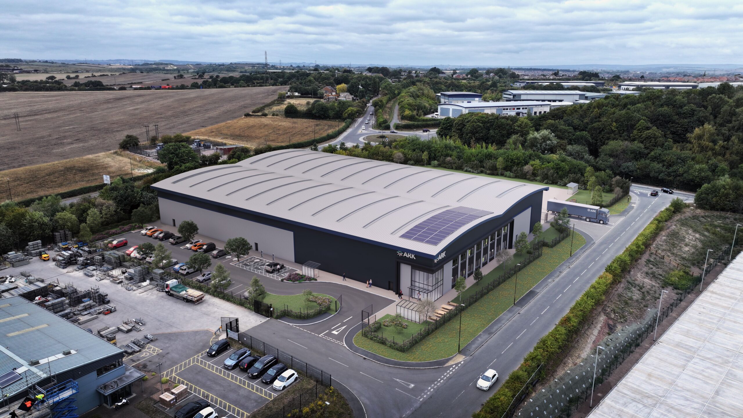 Ark, industrial and logistics warehouse phase 2 aerial cgi