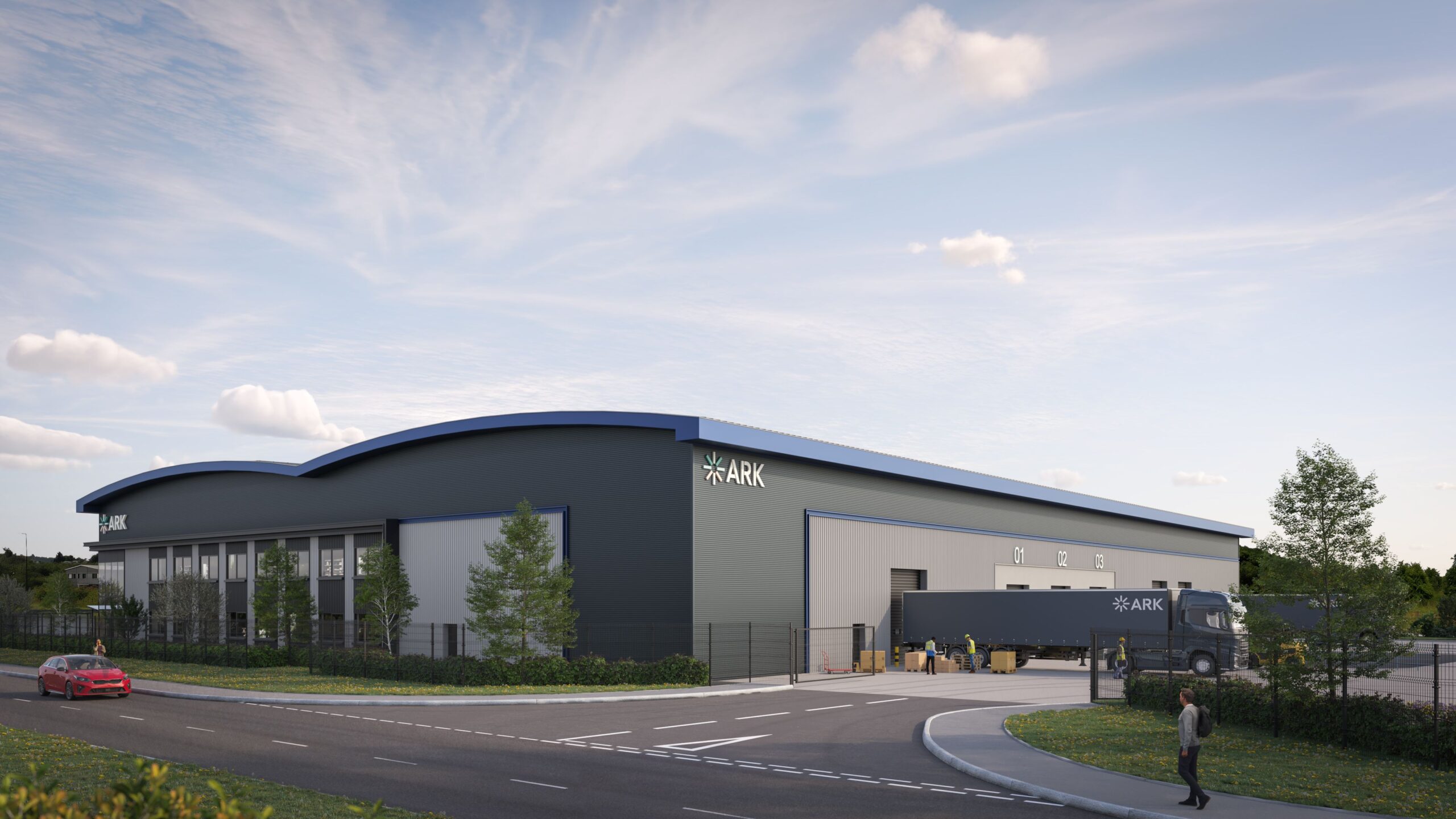 Ark, industrial and logistics warehouse phase 2 exterior front elevation cgi