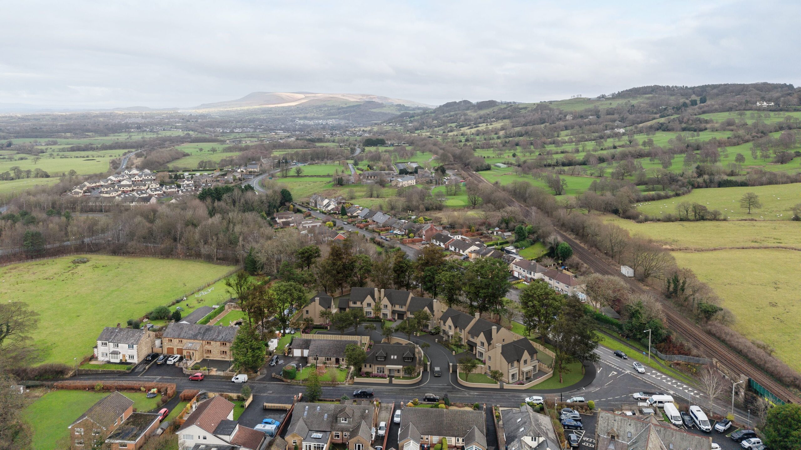 The Meadows, Langho, aerial view of the development