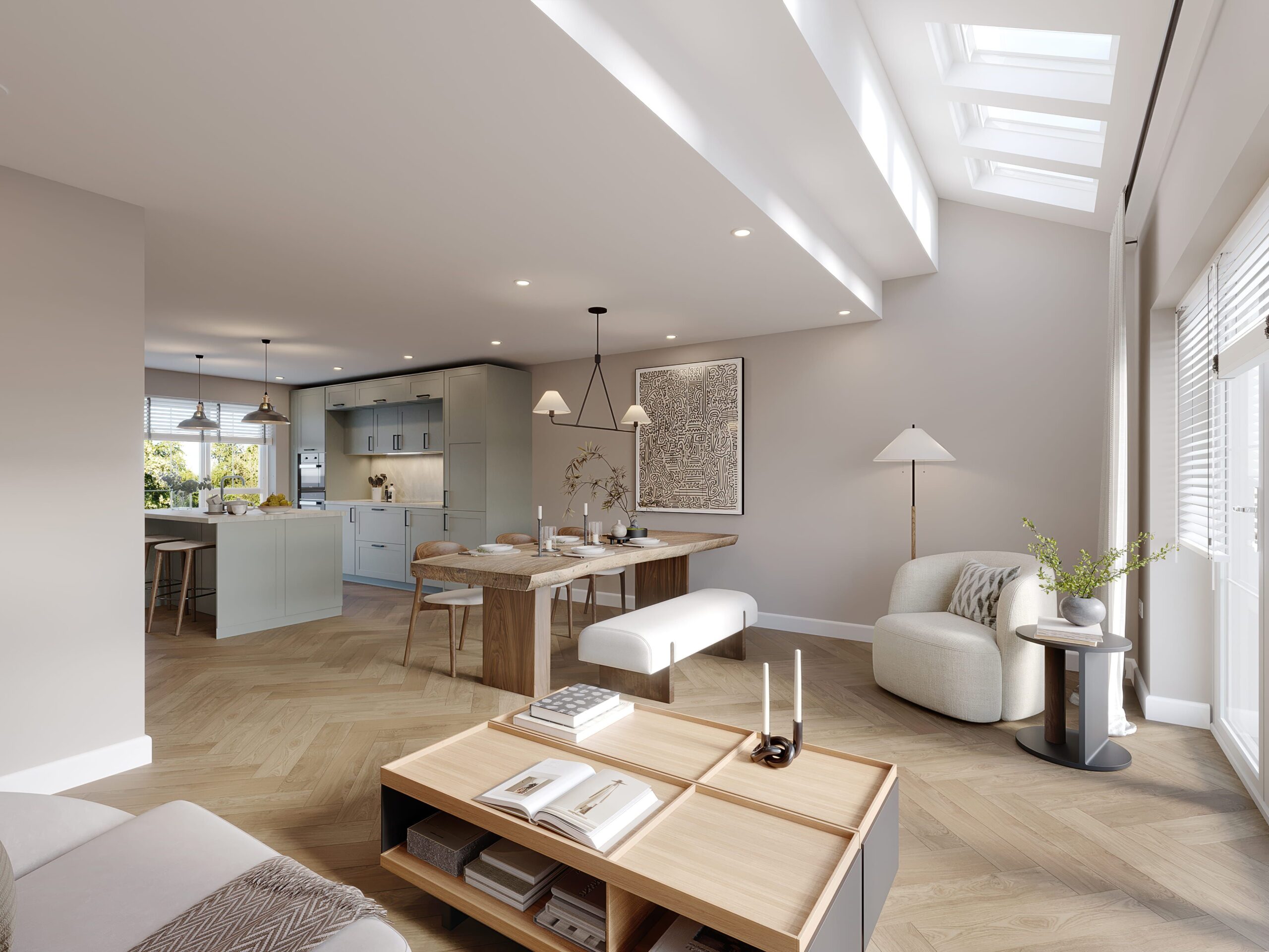 The Meadows Langho plot 3 interior living kitchen diner space cgi