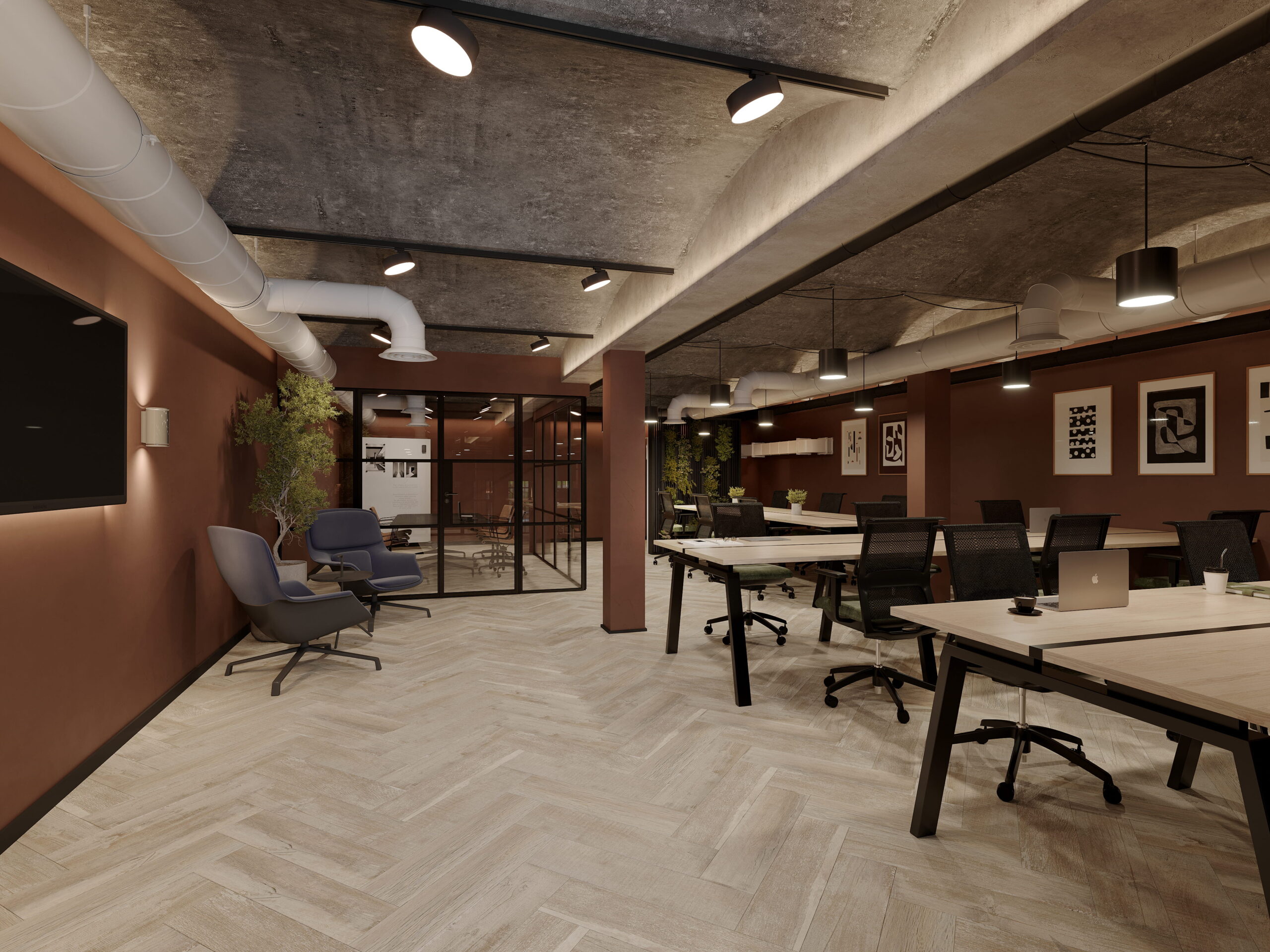 &Soul interior workspace cgi in Shoreditch London