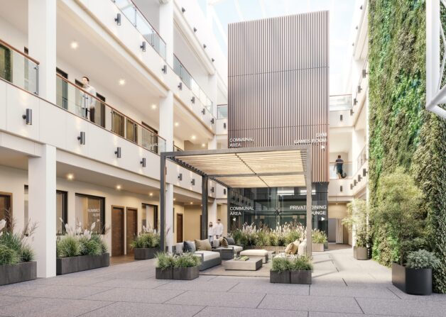 Leeds City Park communal apartment atrium CGI