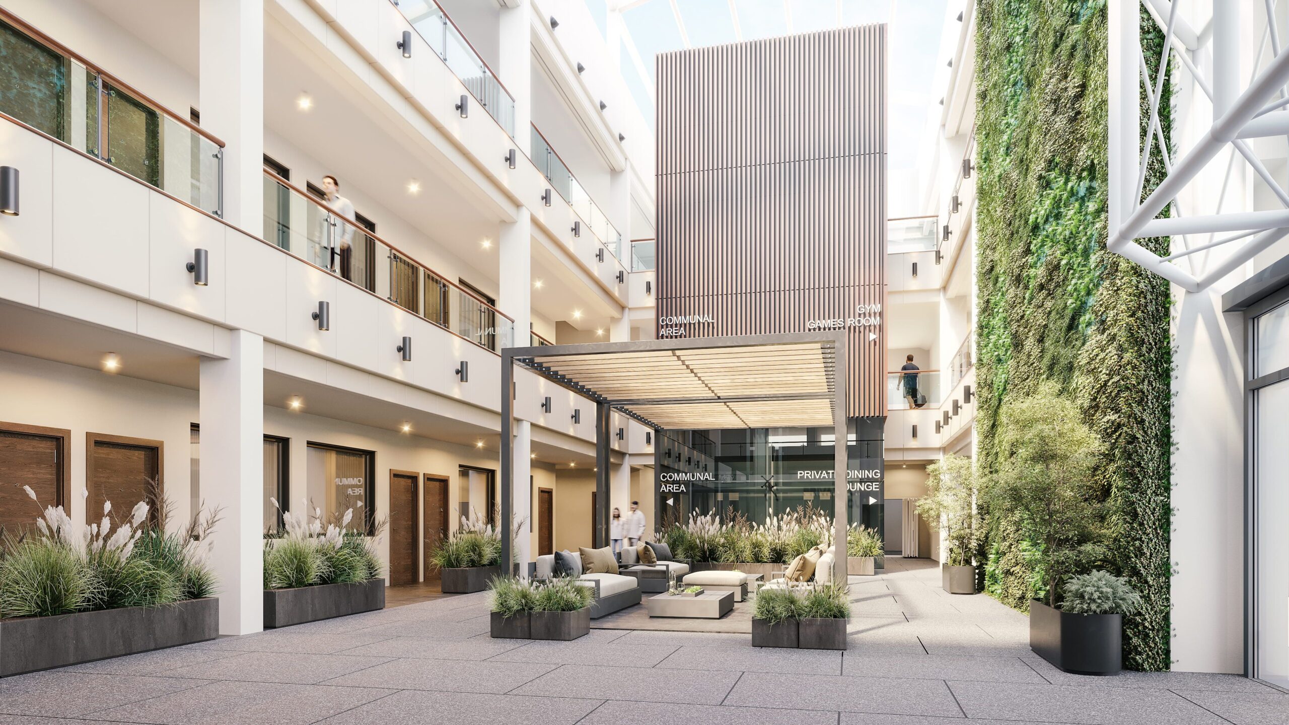 Leeds City Park communal apartment atrium CGI