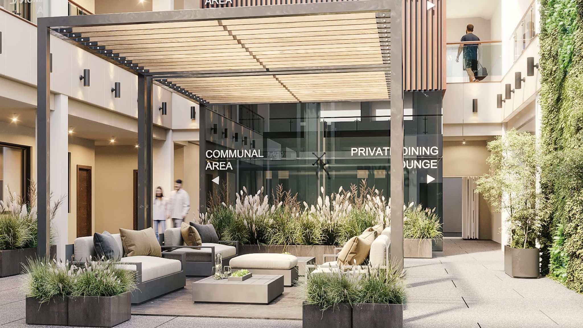 Leeds City Park communal apartment atrium cameo CGI